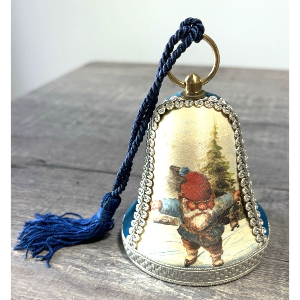 Vintage Reuge Musical Christmas Bell Ornament Western Germany Angry Gnome Elf